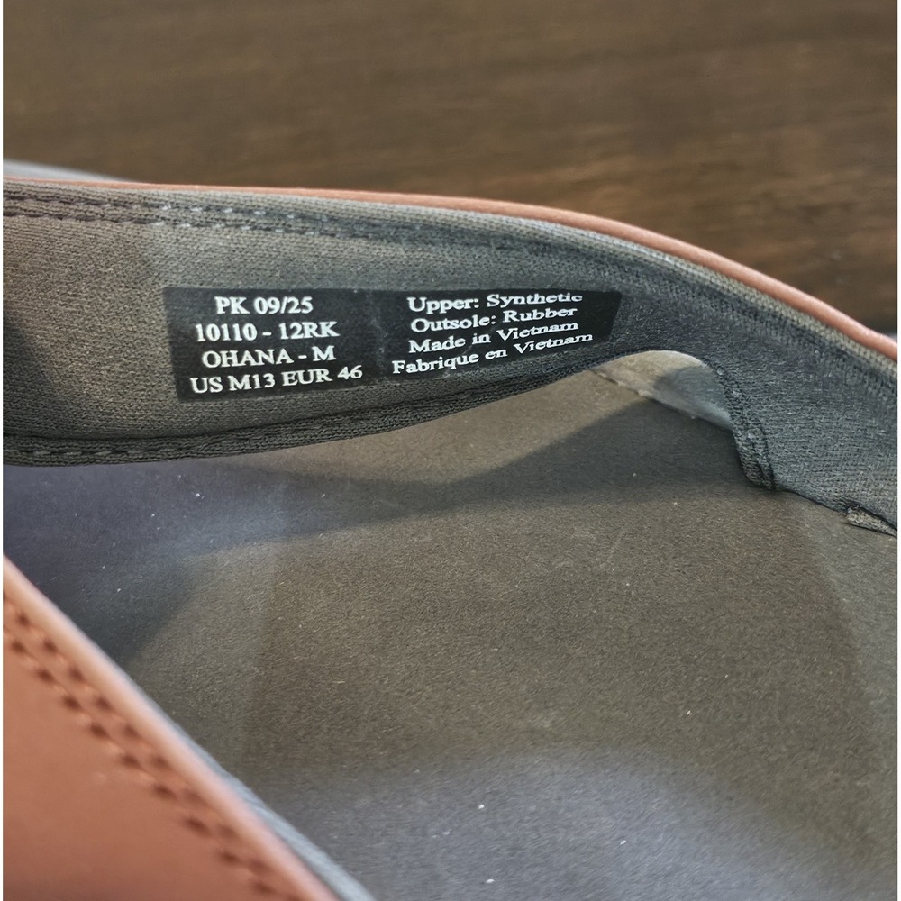 NWT OluKai Ohana Leather Sandals Men's Size 13 Canoe/Rock Beach Flip Flop - Picture 11 of 11